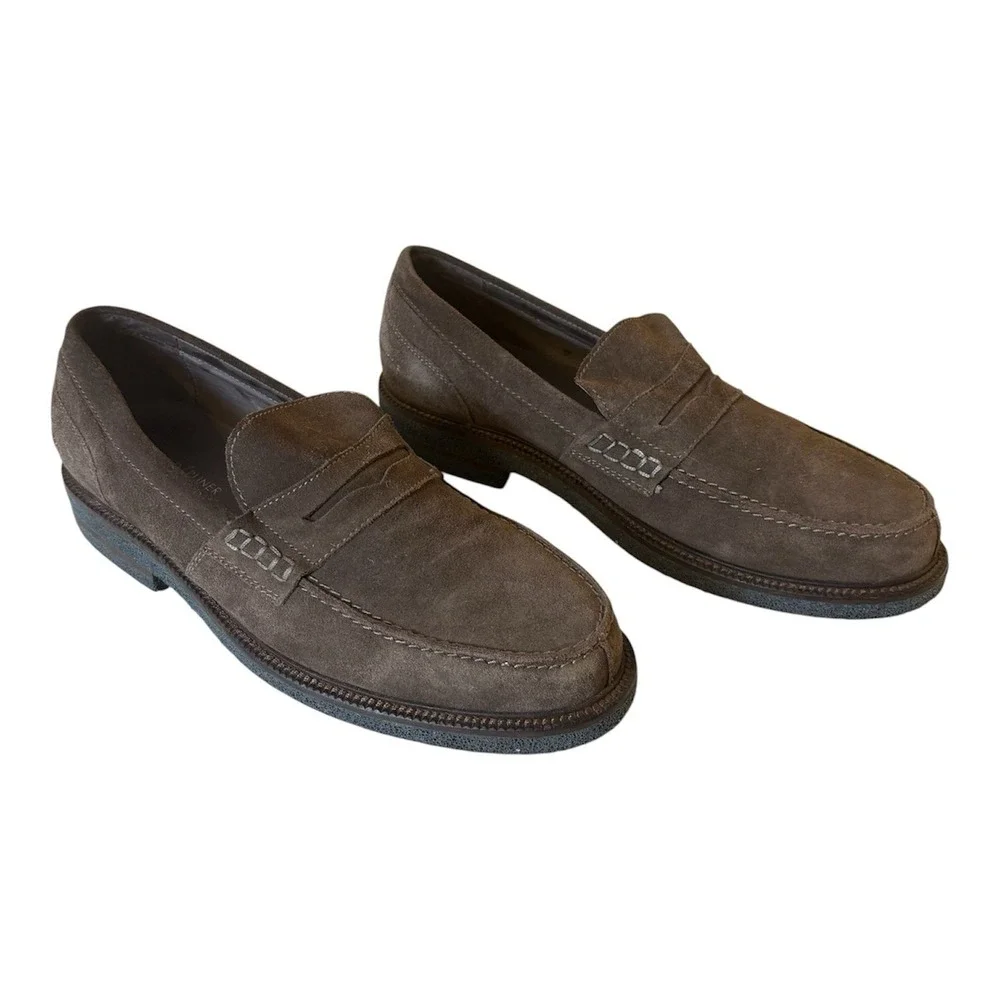 Donald Pliner Suede Penny Loafer Landry Size 9 Brown Casual Classic
